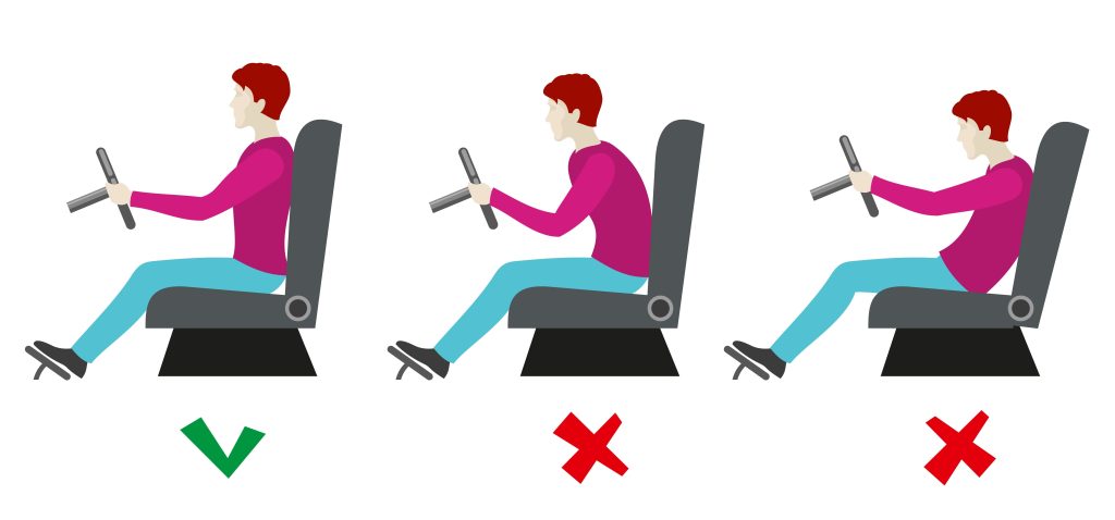 Illustration showing proper driving ergonomics 